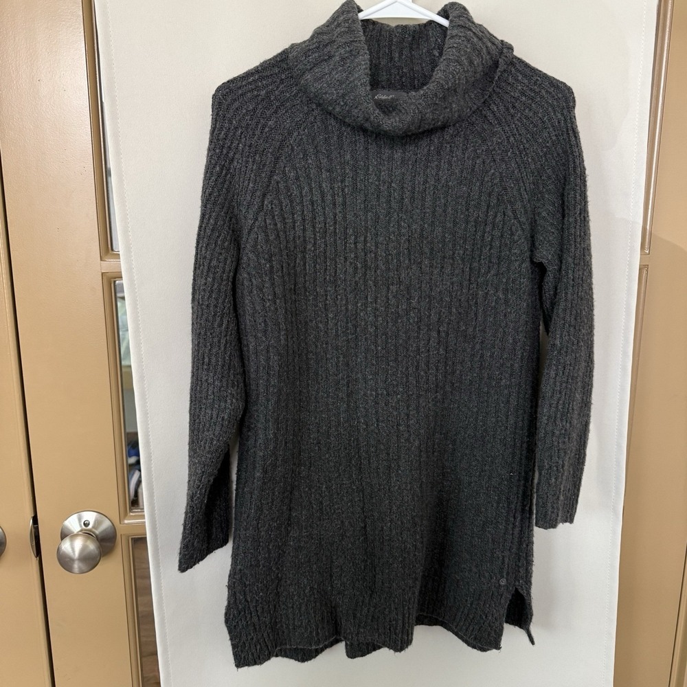 Eddie Bauer Womens‎ Medium Charcoal Grey Wool Blend Turtleneck Sweater